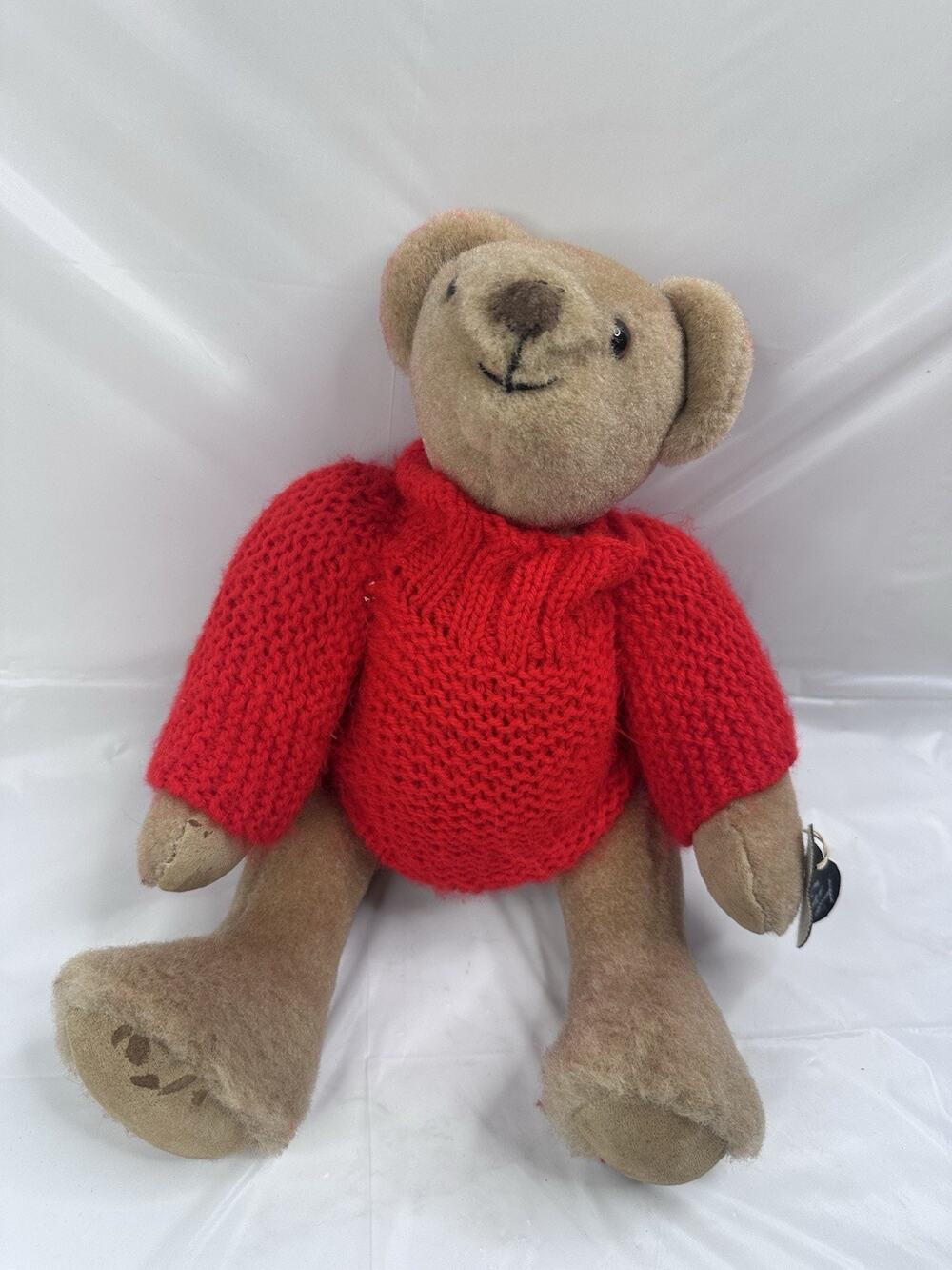 Handmade By Ellen J Scheffer Teddy Bear Plush Rupert Jointed Knitted Sweater 13”